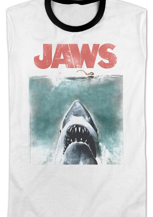 Movie Poster Jaws Ringer Shirt - main product image