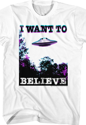 White I Want To Believe Poster X-Files T-Shirt