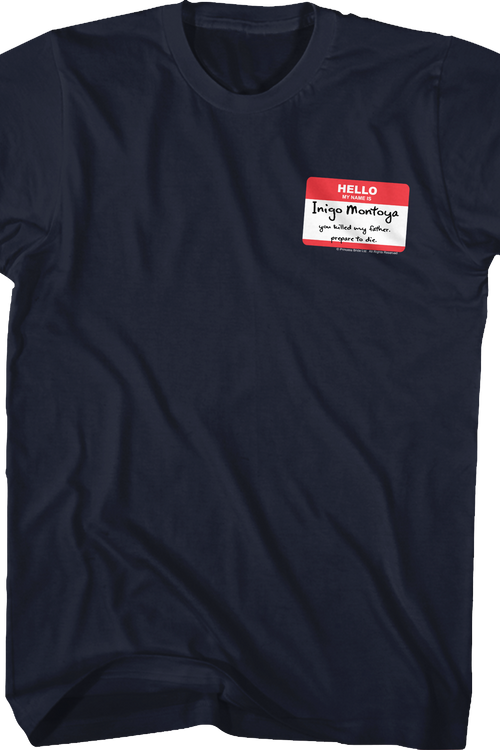 Navy Hello My Name Is Inigo Montoya Princess Bride T-Shirt - main product image