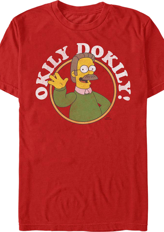 Red Ned Flanders Okily Dokily Simpsons T-Shirt - main product image