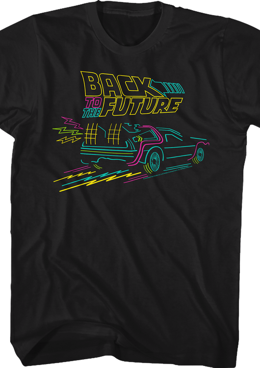 Neon DeLorean Back To The Future T-Shirt - main product image