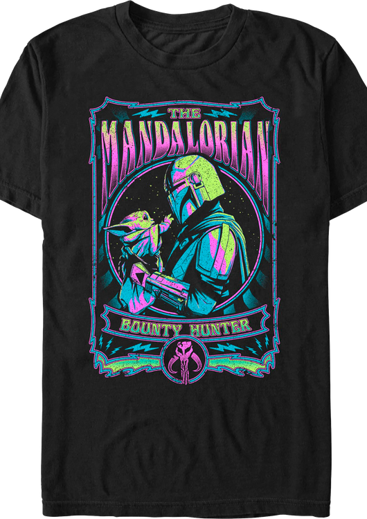 Neon Grogu & Din Djarin Mandalorian Poster Star Wars T-Shirt - main product image