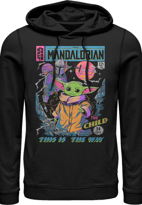 Neon Mandalorian Comic Book Cover Star Wars Hoodie
