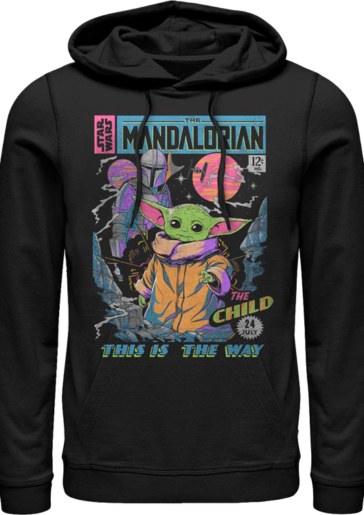 Neon Mandalorian Comic Book Cover Star Wars Hoodie - main product image