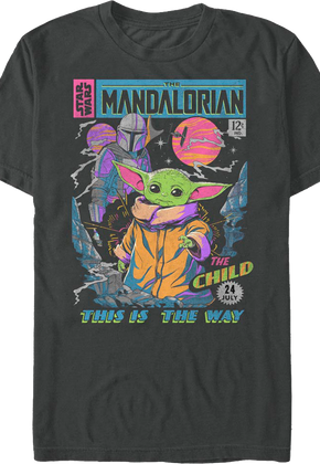 Neon Mandalorian Comic Book Cover Star Wars T-Shirt