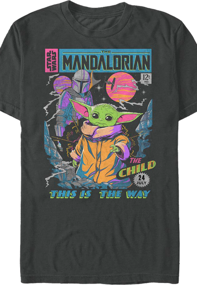 Neon Mandalorian Comic Book Cover Star Wars T-Shirt