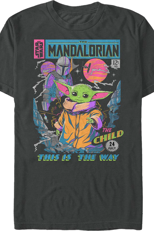 Neon Mandalorian Comic Book Cover Star Wars T-Shirtmain product image