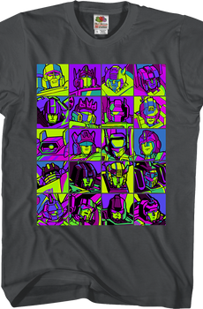 Neon Pop Art Robot Collage Transformers T-Shirt