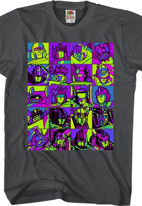 Neon Pop Art Robot Collage Transformers T-Shirt