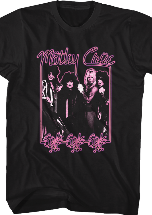 Neon Sign Girls Girls Girls Motley Crue T-Shirt - main product image