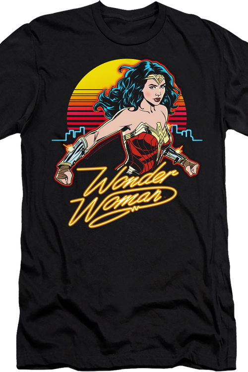 Neon Skyline Wonder Woman T-Shirt - main product image