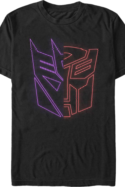 Neon Split Logos Transformers T-Shirtmain product image