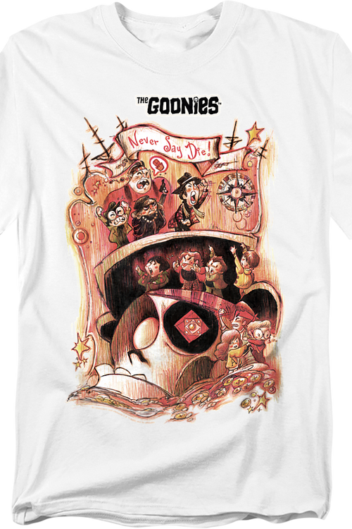 Never Say Die Illustration Goonies T-Shirtmain product image