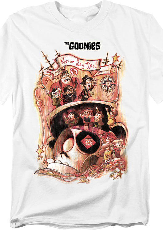 Never Say Die Illustration Goonies T-Shirt - main product image
