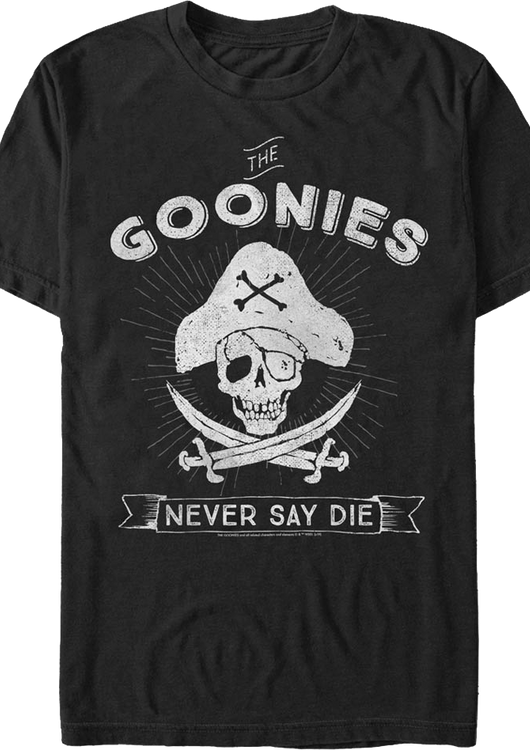 Never Say Die Pirate Logo Goonies T-Shirt - main product image