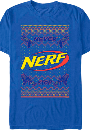 Never Stop Faux Ugly Christmas Sweater Nerf T-Shirt