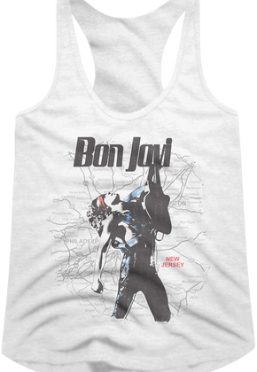 Ladies New Jersey Map Bon Jovi Racerback Tank Top