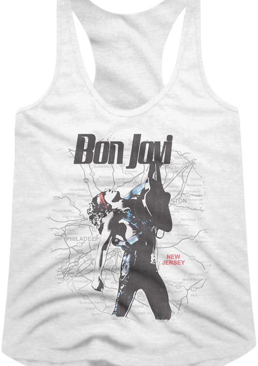 Ladies New Jersey Map Bon Jovi Racerback Tank Top - main product image