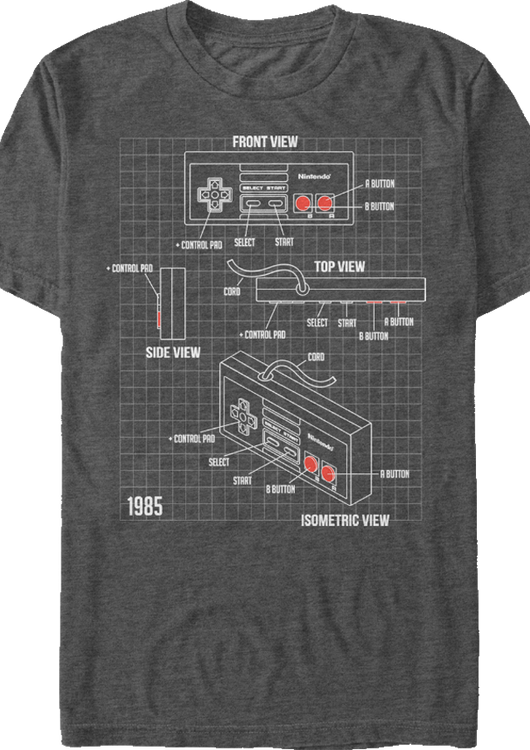 Nintendo Controller Schematic T-Shirt - main product image