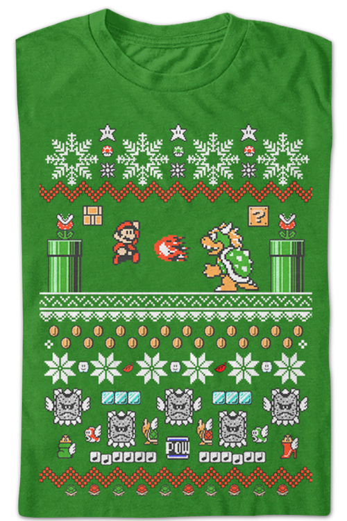 Super Mario Christmas TShirt Nintendo Mens TShirt
