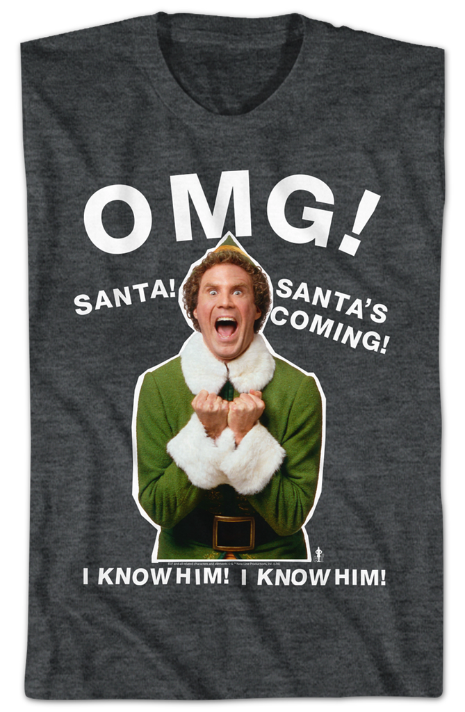 T-shirt Ufficiale Elf The Movie OMG Santa's Coming Christmas - Foto 3