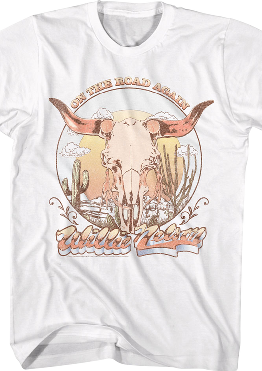 On The Road Again Skull Willie Nelson T-Shirt - main product image