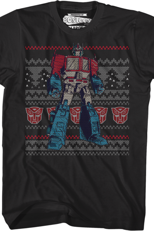 Optimus Prime Faux Ugly Christmas Sweater Transformers T-Shirtmain product image