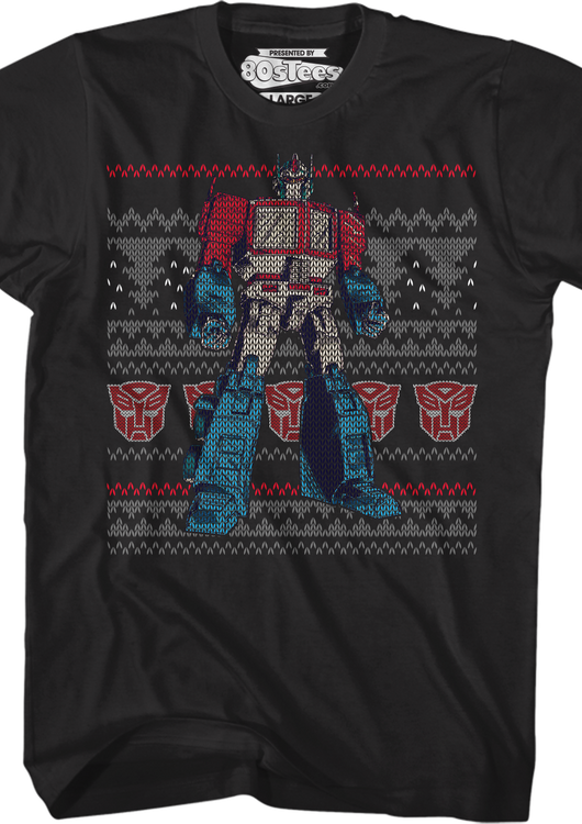 Optimus Prime Faux Ugly Christmas Sweater Transformers T-Shirt - main product image