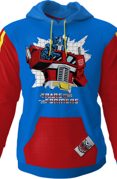 Optimus Prime Vintage Striped Sleeve Transformers Pullover Hoodie