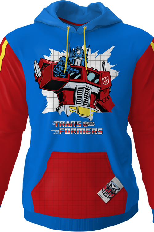 Optimus Prime Vintage Striped Sleeve Transformers Pullover Hoodiemain product image