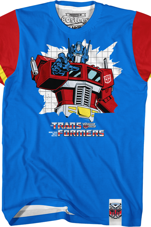 Optimus Prime Vintage Striped Sleeve Transformers T-Shirtmain product image