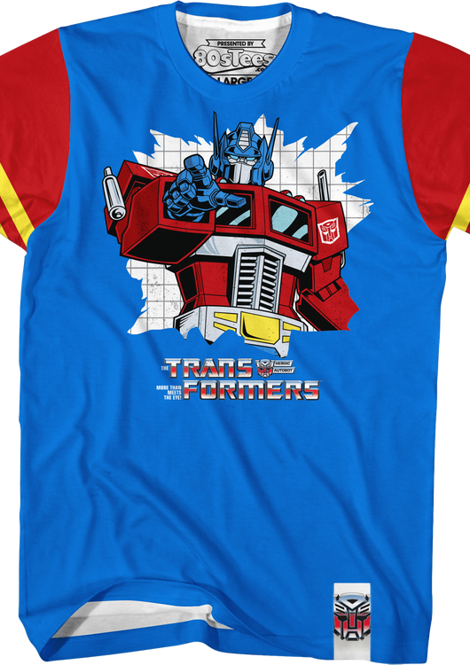 Optimus Prime Vintage Striped Sleeve Transformers T-Shirt - main product image