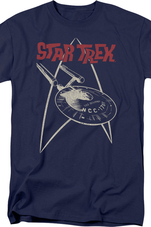 Camiseta Oficial De Star Trek - USS Enterprise, Diseño Clásico, Manga Corta, 100% Algodón