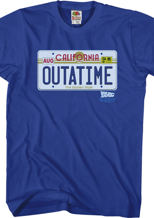 OUTATIME License Plate Back To The Future T-Shirt - main product image