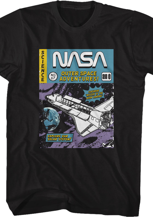 Outer Space Adventures Comic Book Cover NASA T-Shirt - main product image