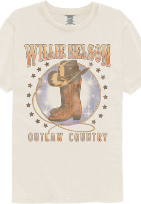 Outlaw Country Boots & Hat Willie Nelson Comfort Colors Brand T-Shirt