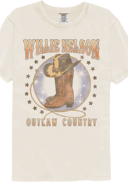 Outlaw Country Boots & Hat Willie Nelson Comfort Colors Brand T-Shirt - main product image