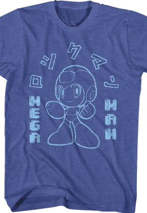 Outlined Japanese Text Mega Man T-Shirt
