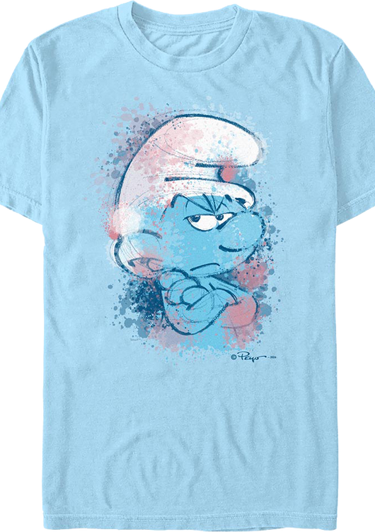 Paint Splatter Grouchy Smurf T-Shirt - main product image