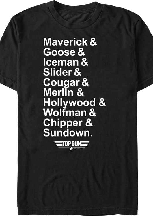 Pilot Names Top Gun T-Shirt - main product image