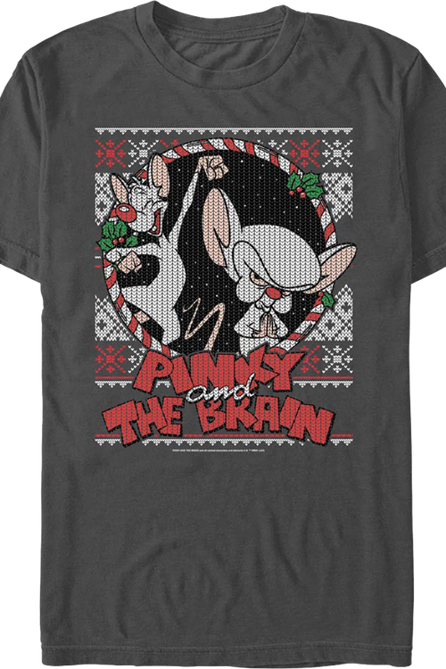 Pinky and The Brain Faux Ugly Christmas Sweater Animaniacs T-Shirtmain product image
