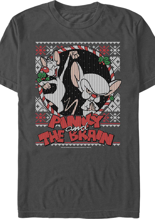 Pinky and The Brain Faux Ugly Christmas Sweater Animaniacs T-Shirt - main product image