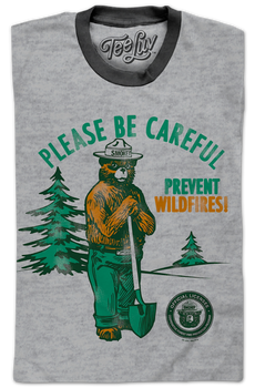 Please Be Careful Prevent Wildfires Smokey Bear Ringer Shirt
