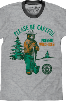 Please Be Careful Prevent Wildfires Smokey Bear Ringer Shirt