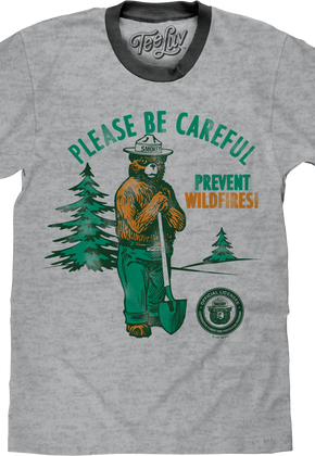 Please Be Careful Prevent Wildfires Smokey Bear Ringer Shirt