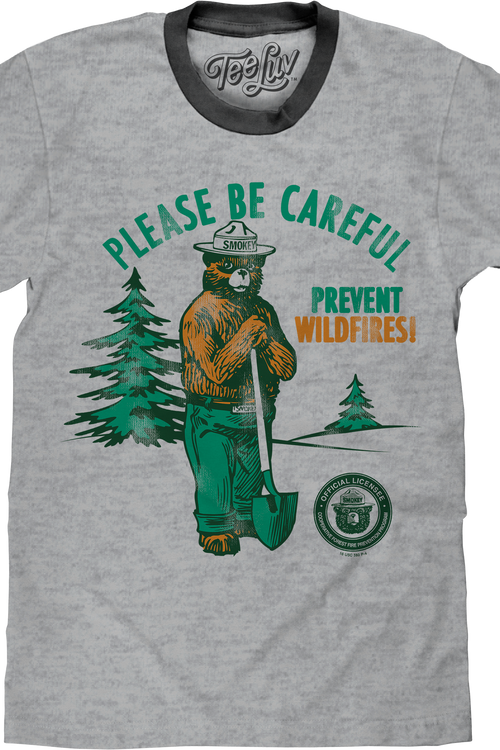 Please Be Careful Prevent Wildfires Smokey Bear Ringer Shirtmain product image
