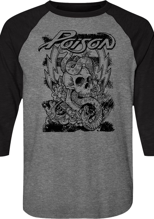 Snake and Skull Sketch Poison Raglan Baseball Shirt - main product image
