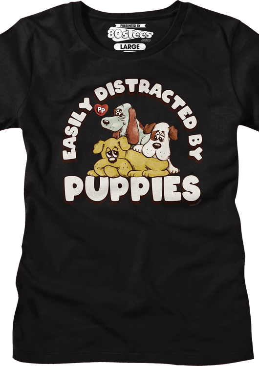 Womens Easily Distracted By Puppies Pound Puppies Shirt - main product image
