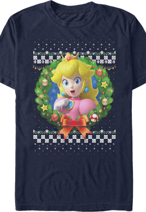 Princess Peach Christmas Wreath Super Mario Bros. T-Shirt