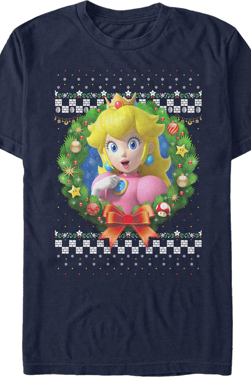 Princess Peach Christmas Wreath Super Mario Bros. T-Shirtmain product image